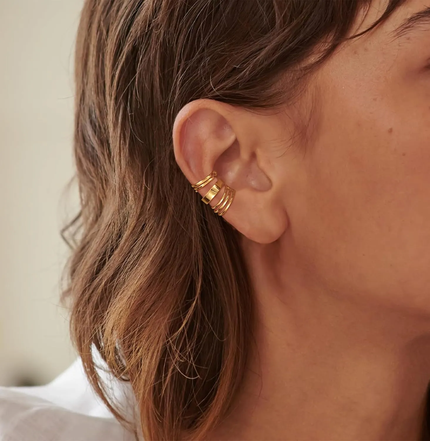 Ear Cuffs for Women Non Piercing 14K Gold Cuff Earrings for Women Dainty Thin Chunky Cubic Zirconia Cartilage Clip On Earrings for Women Fake Hoop Huggie Earrings Jewelry Gifts