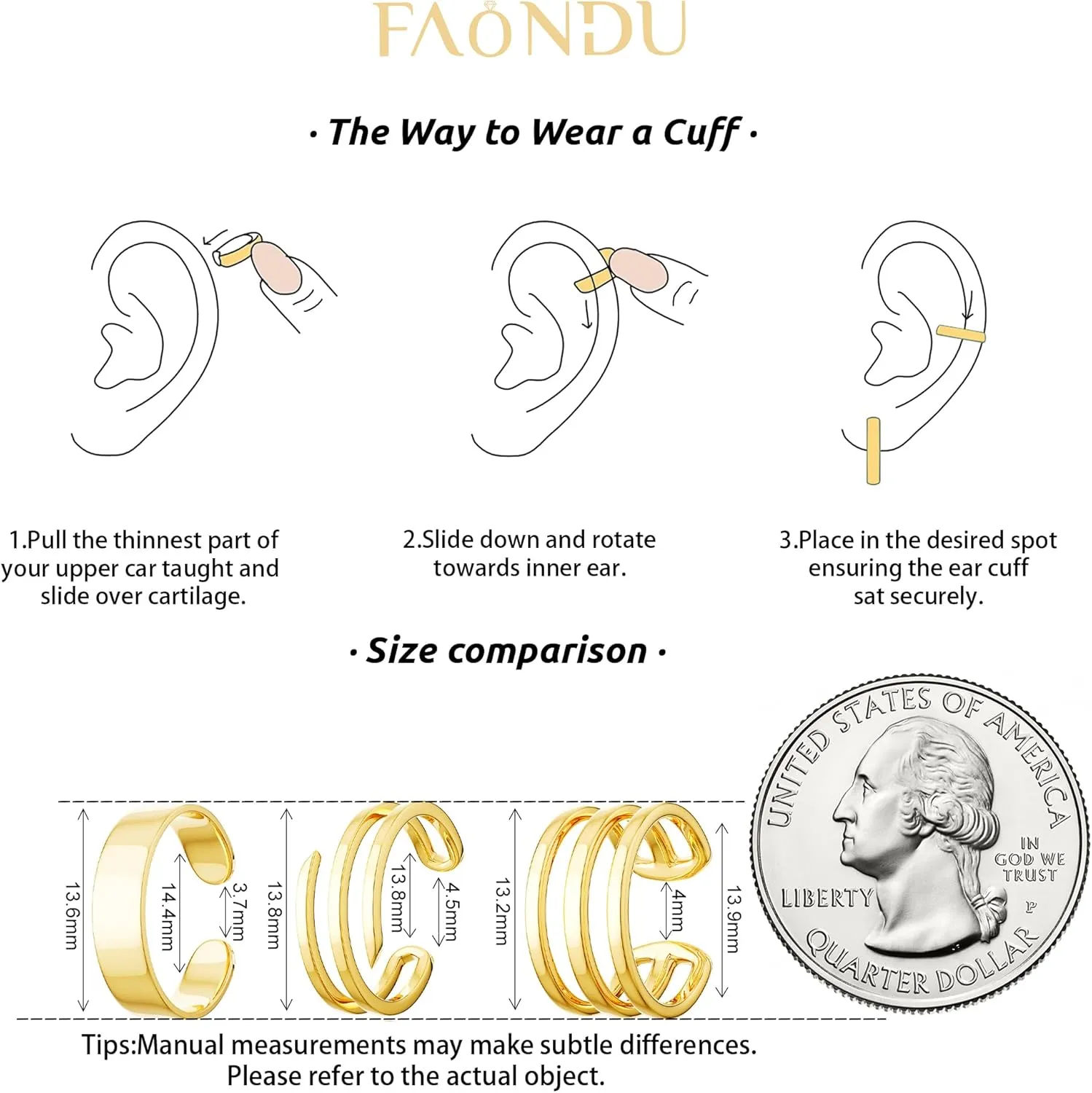 Ear Cuffs for Women Non Piercing 14K Gold Cuff Earrings for Women Dainty Thin Chunky Cubic Zirconia Cartilage Clip On Earrings for Women Fake Hoop Huggie Earrings Jewelry Gifts