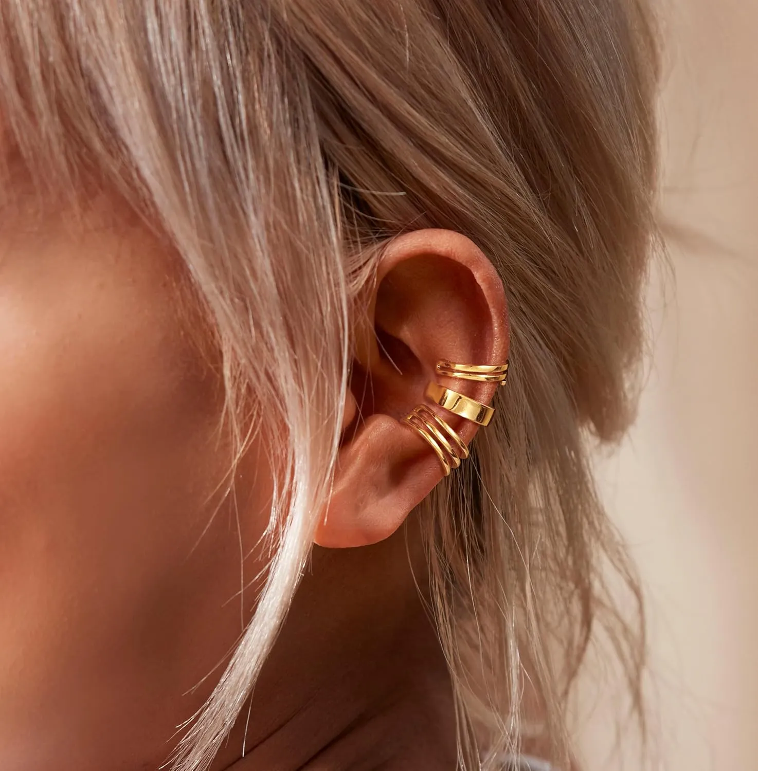 Ear Cuffs for Women Non Piercing 14K Gold Cuff Earrings for Women Dainty Thin Chunky Cubic Zirconia Cartilage Clip On Earrings for Women Fake Hoop Huggie Earrings Jewelry Gifts