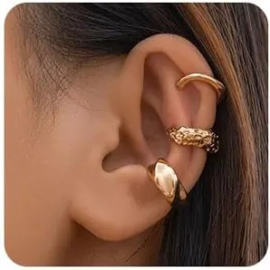 Ear Cuffs for Women Non Piercing 3Pcs Ear Cuff Earrings Gold Cuff Earrings Cartilage Clip on Jewelry for Women
