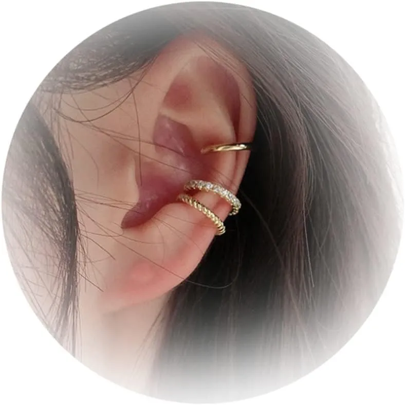 Ear Cuffs for Women Non Piercing Minimalist Fake Helix Earcuff Cartilage Earring Cubic Zircon Hoop Clip On Cartilage Helix Wrap Ear Jewelry Set