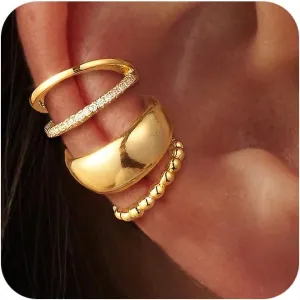 Ear Cuffs for Women Non Piercing Sterling Silver Ear Cuff Earrings Trendy Cubic Zirconia Cartilage Clip On Earrings for Women hypoallergenic Huggie Hoop Earrings Fake Piercings for Women Jewelry Gifts