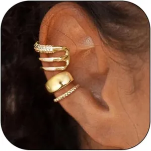 Ear Cuffs Non Piercing Ear Cuff Earrings for s Trendy Stuff 14K Gold Plated Earrings Non Pierced Clip on Cartilage Earring Set for Women Stack Jewelry