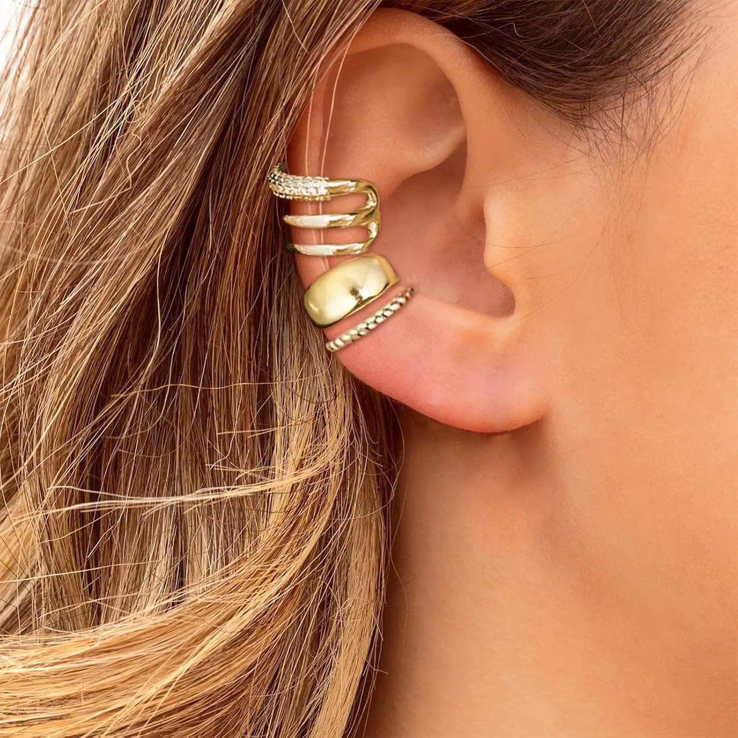 Ear Cuffs Non Piercing Ear Cuff Earrings for s Trendy Stuff 14K Gold Plated Earrings Non Pierced Clip on Cartilage Earring Set for Women Stack Jewelry