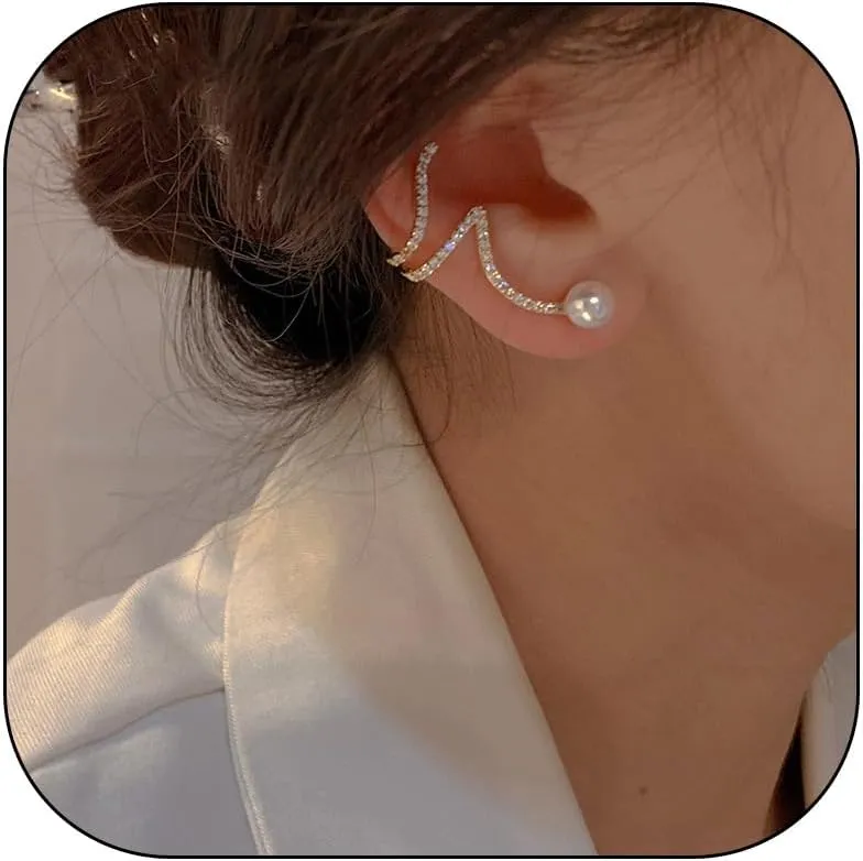 Ear Cuffs pearl ear cuff chunky ear cuff Cartilage Ear Cuff Earrings Cuff Helix Wrap Ear Jewelry Fake Earring Women Clip on Cartilage Earring Set Stack Jewelry Stocking Stuffers for Women
