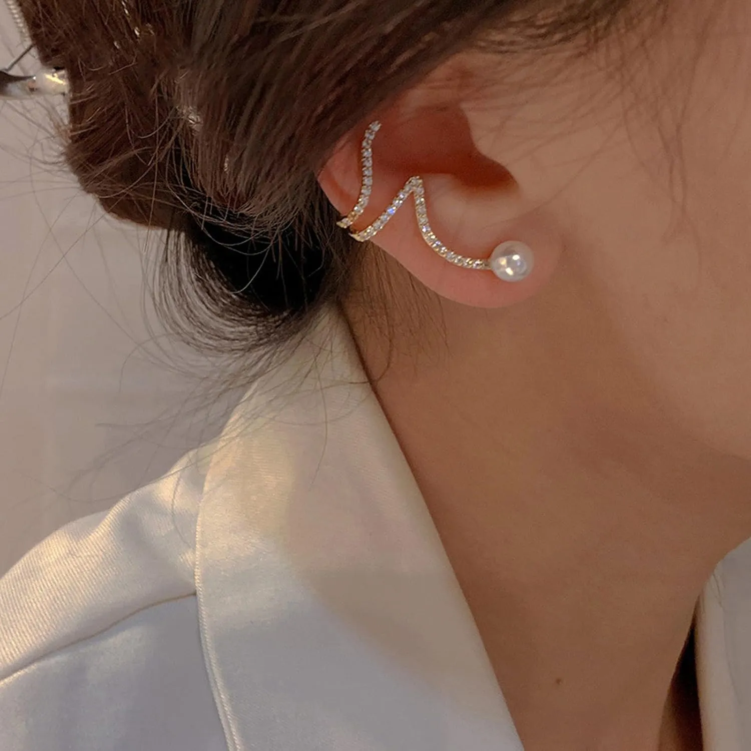 Ear Cuffs pearl ear cuff chunky ear cuff Cartilage Ear Cuff Earrings Cuff Helix Wrap Ear Jewelry Fake Earring Women Clip on Cartilage Earring Set Stack Jewelry Stocking Stuffers for Women