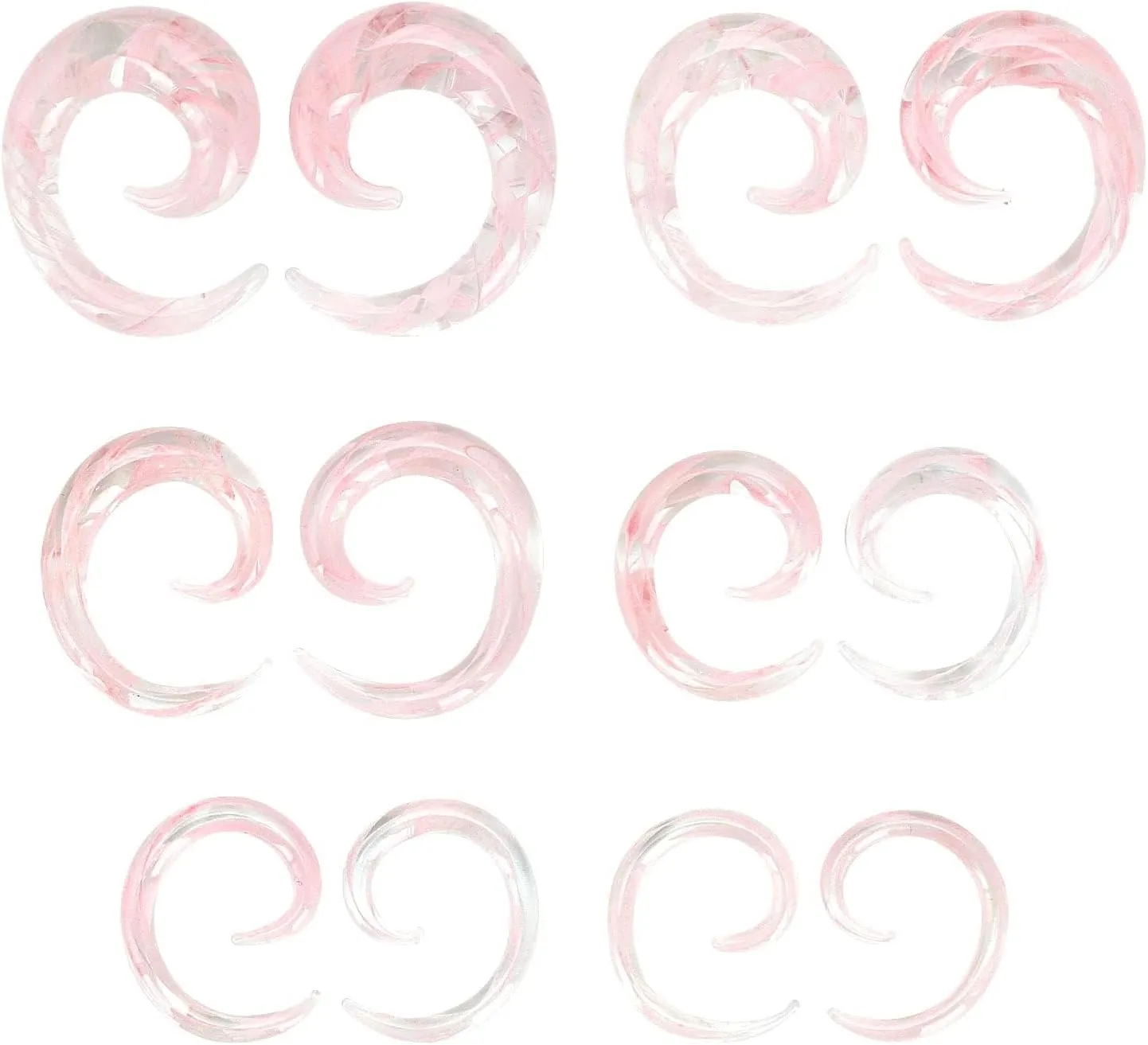 Ear Tapers Glass Ear Plugs Ear Gauges Spiral Snail Twist Stretching Stretcher Expander Handmade Hanger Gauges Piercing Jewelry Set 8G-00G 3MM-10MM