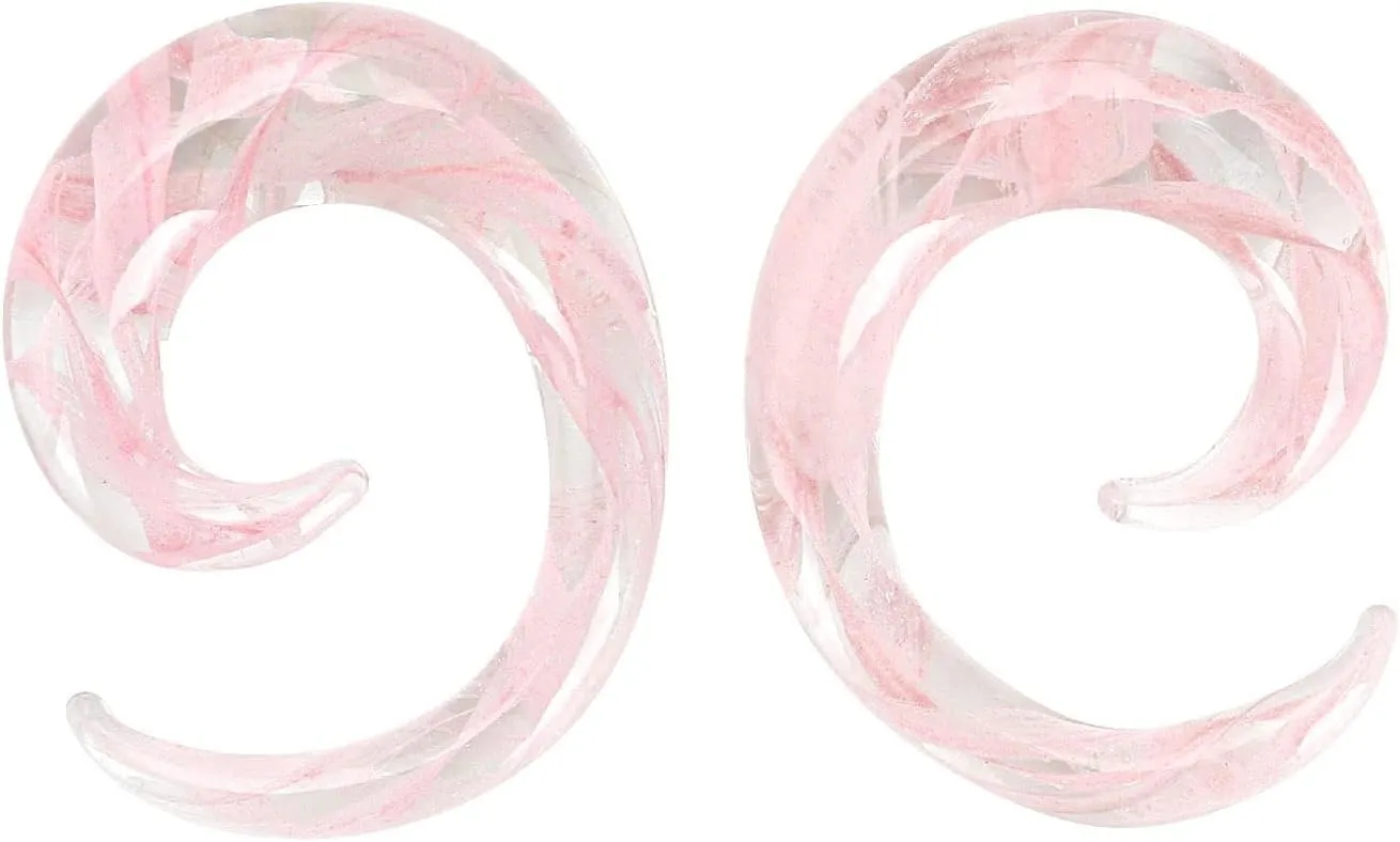 Ear Tapers Glass Ear Plugs Ear Gauges Spiral Snail Twist Stretching Stretcher Expander Handmade Hanger Gauges Piercing Jewelry Set 8G-00G 3MM-10MM