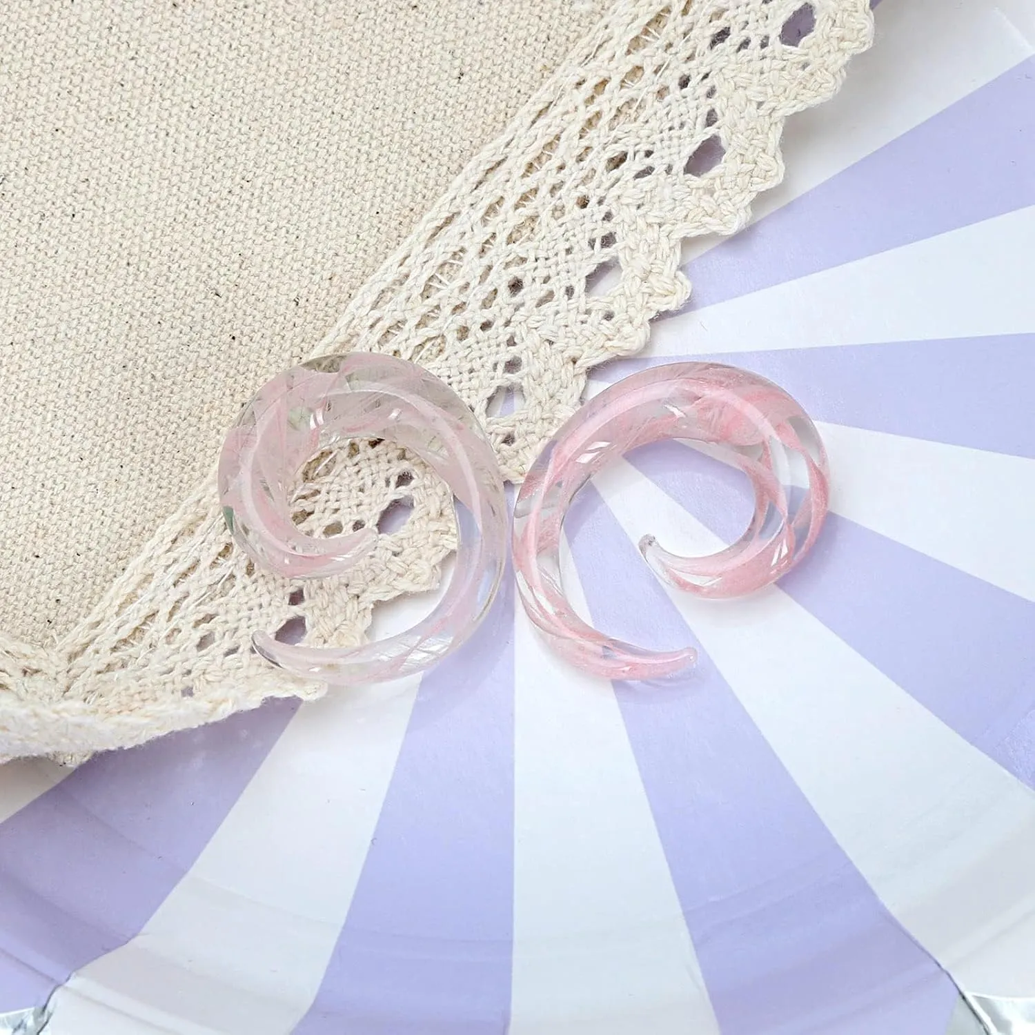 Ear Tapers Glass Ear Plugs Ear Gauges Spiral Snail Twist Stretching Stretcher Expander Handmade Hanger Gauges Piercing Jewelry Set 8G-00G 3MM-10MM