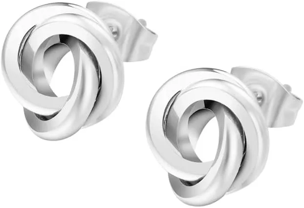 Edforce Stainless Steel Love Knot Stud Earrings