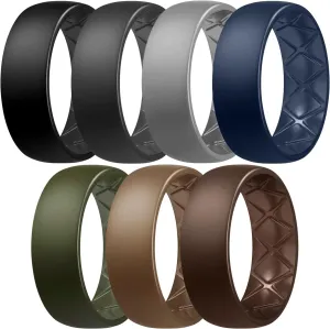Egnaro Silicone Ring Men, Inner Arc Ergonomic Breathable Design Mens Rubber Wedding Band, 7 Rings / 4 Rings / 1 Ring Engagement Bands Promise Anniversary Rings, Suitable for Sports, Workout, Gym