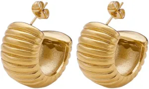 ENDLESSNESS & ETERNITY 14K Gold Plated Open Hoop Earrings Huggie Hoop Earrings CZ Extra Chunky Trendy Lightweight Earrings for Women