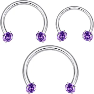 ENVYOU Silver Septum Rings Surgical Steel Cubic Zirconia Small Horseshoe Ring Helix Daith Cartilage Lip Piercing Jewelry for Women