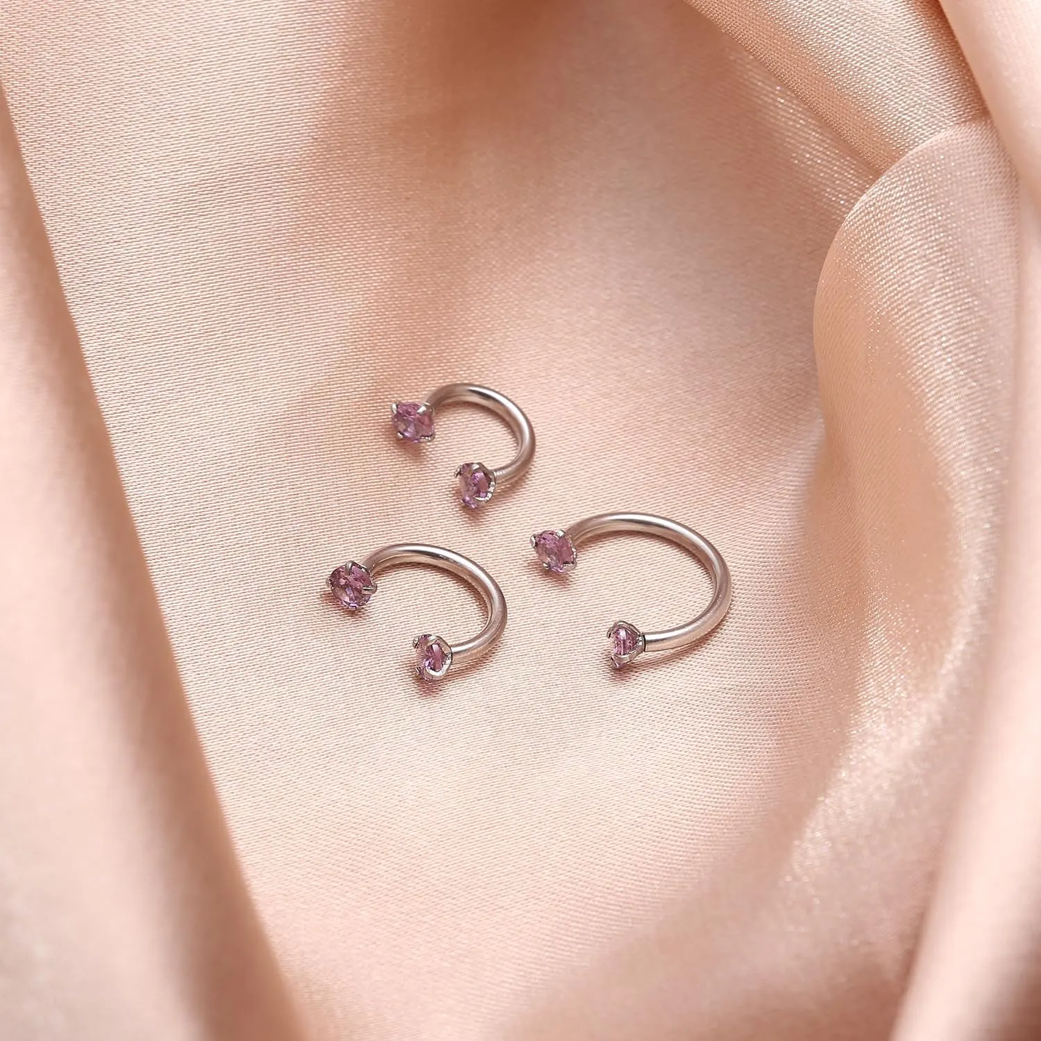 ENVYOU Silver Septum Rings Surgical Steel Cubic Zirconia Small Horseshoe Ring Helix Daith Cartilage Lip Piercing Jewelry for Women