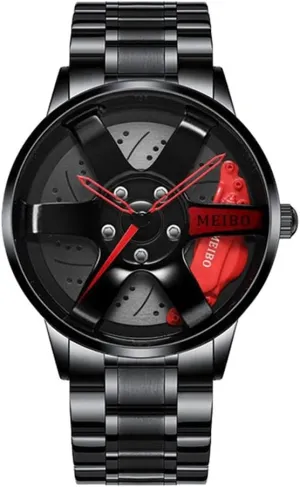 Estink Men Sports Watch, 3D Skeleton Mechanical Wheel Dial Watch Adult Kids Office, Fitness, Running (Red)