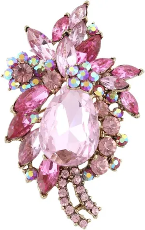 EVER FAITH Women's Rhinestone Crystal Vintage Style Flower Teardrop Brooch Pendant