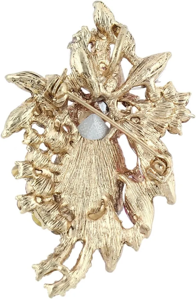 EVER FAITH Women's Rhinestone Crystal Vintage Style Flower Teardrop Brooch Pendant