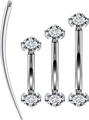 Eyebrow Piercing Jewelry F136 Titanium Internally & externally Threaded Curved Barbell Vertical Labret Lip Jewelry Ear Rook Navel Belly Button Ring Women Men 20g 18g 16g 6mm/8mm/10mm/12mm