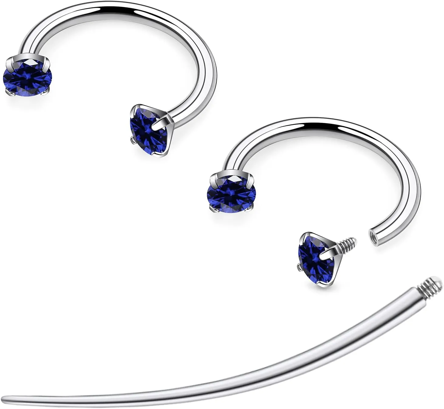F136 Titanium 16g 8/10mm 10 Colors CZ Horseshoe Septum Lip Rings Cartilage Piercings Jewelry Forward Helix Tragus Daith Earrings for Women Men