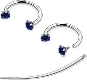 F136 Titanium 16g 8/10mm 10 Colors CZ Horseshoe Septum Lip Rings Cartilage Piercings Jewelry Forward Helix Tragus Daith Earrings for Women Men