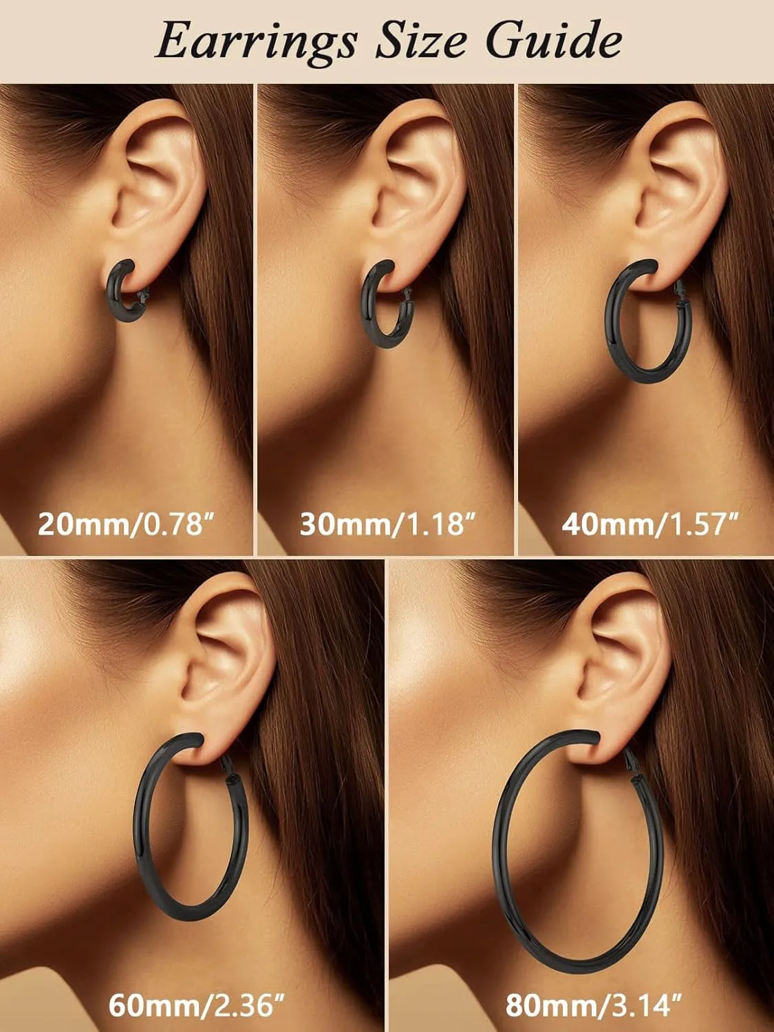 FaithHeart Chunky Hoop Earrings for Women, Silver/Black/14K Gold Plated Stainless Steel Earrings Hollow Tube Hoops Hypoallergenic Lightweight Earring 20/30/40/60/80mm