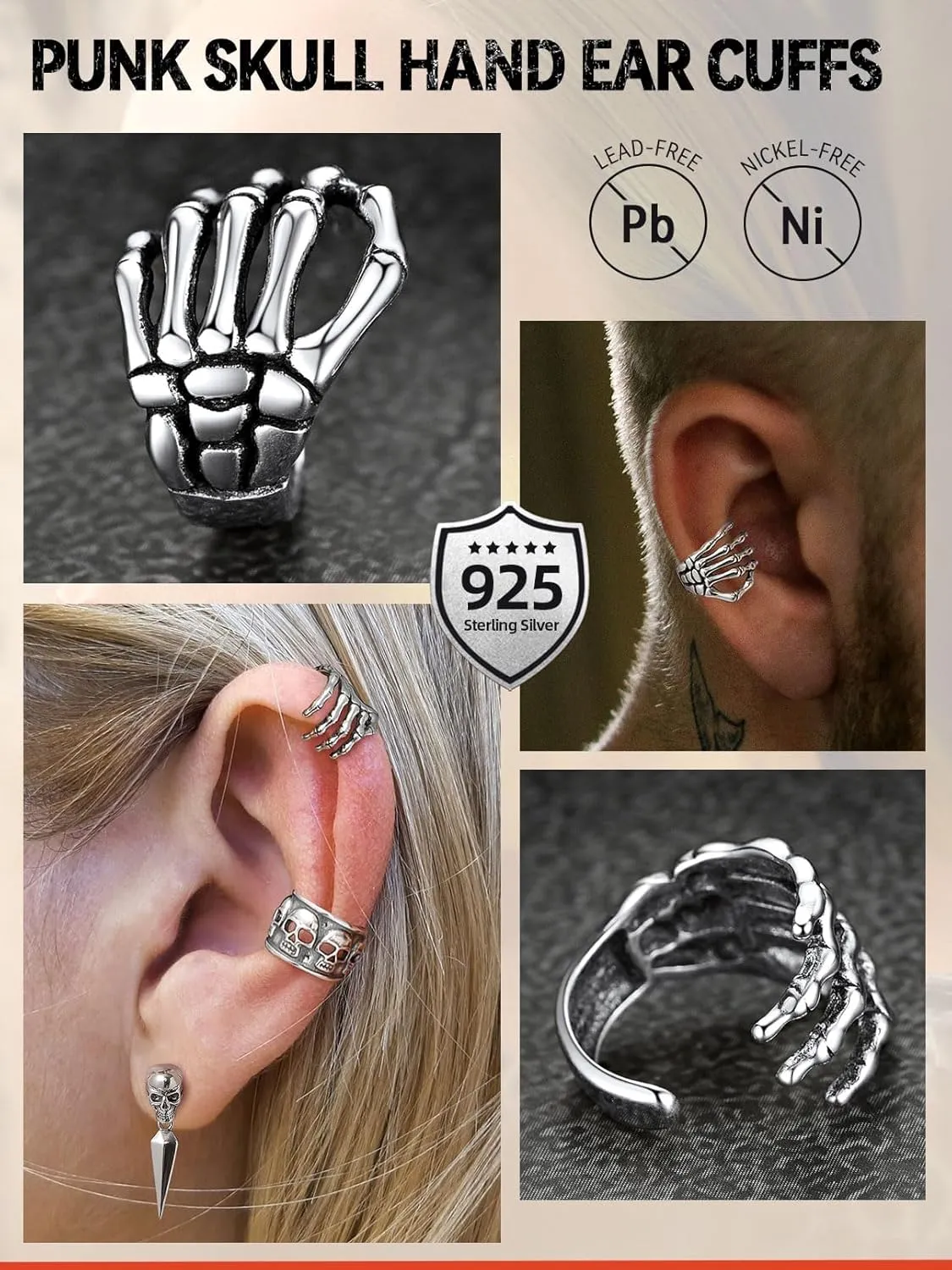 FaithHeart Ear Cuff Earrings for Women Non Piercing Lightweight Sterling Silver Ear Cuff for Non Pierced Ears Hypoallergenic Fake Earrings with Gift Box