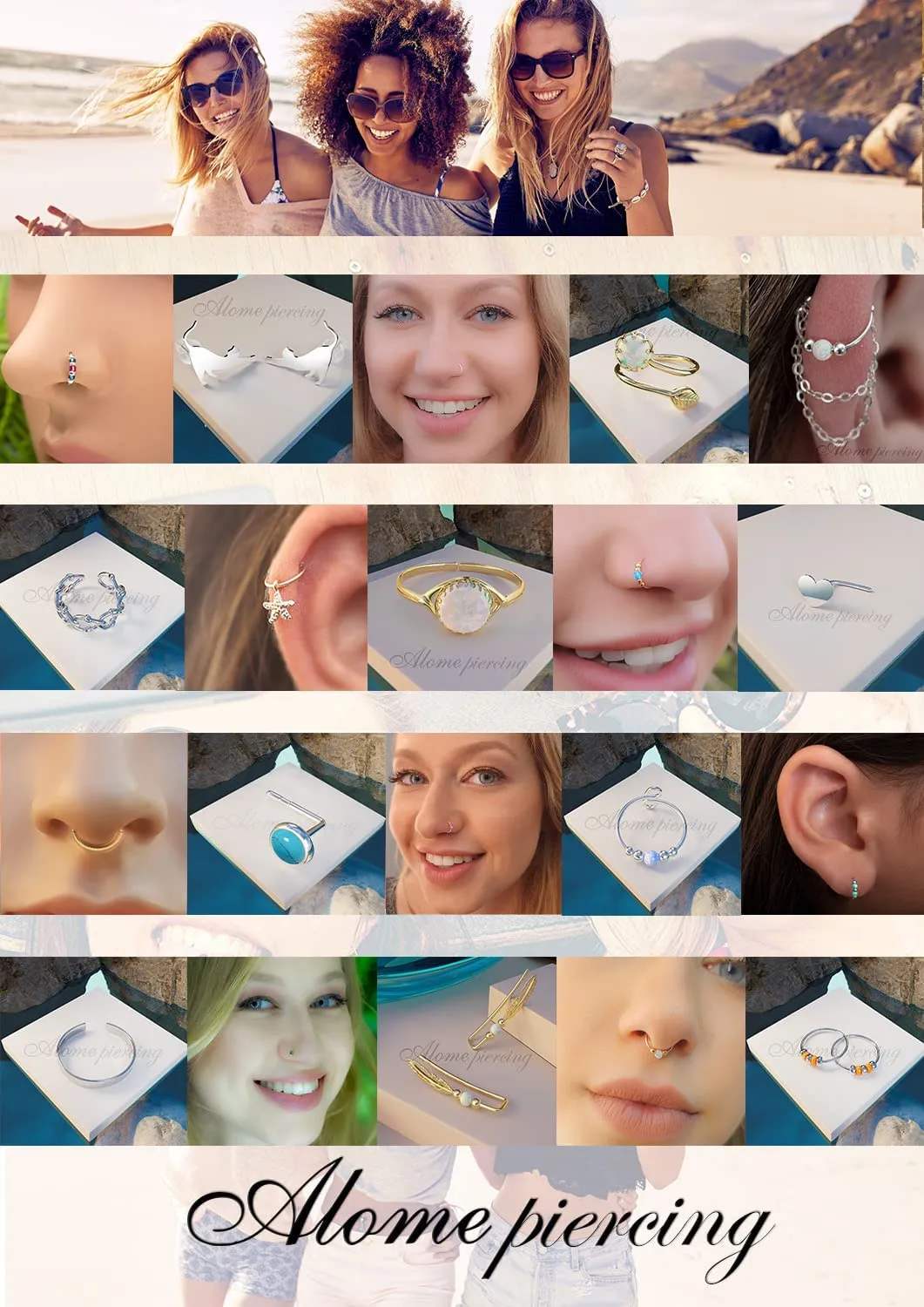 Fake Nose Ring - Silver PInk Opal Thin Tiny 24 Gauge 7mm Faux Nose Piercing - 925 Sterling Silver Clip On False Nose Rings Hoop Jewelry For Women - No Piercing Needed - Gift Ready