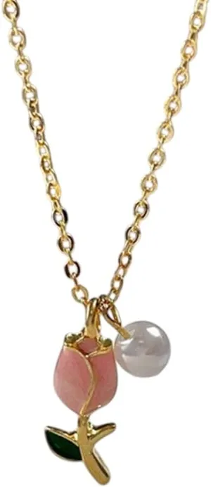 Fashion Women Charm Flower Pendant Necklace For Women Her Imitation Pearl Chain Choker Necklace Punk Party Jewelry Gift
