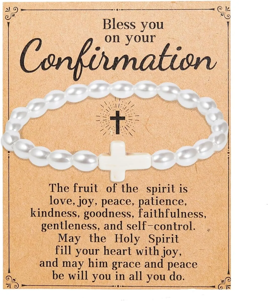 First Communion/Confirmation Gifts for Women,Inspirational Religious Christian Cross Charm Bead Bracelets Jewelry for Women Men Graduation Birthday Christmas Valentines Easter Baptism Gifts