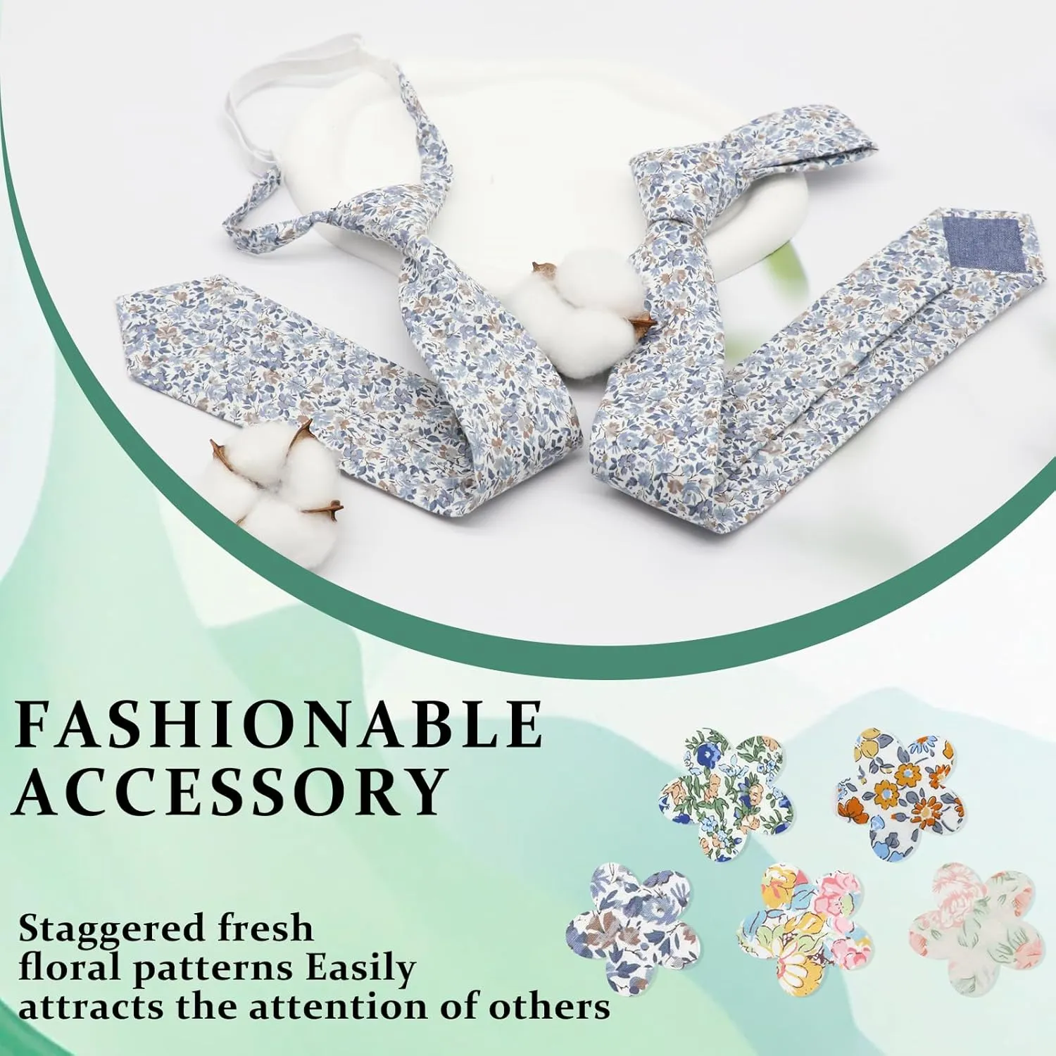Floral Ties for Boys Cotton Adjustable Clip on or Self Tie for Kids Girls Teen Shirt Vest School Accessories Necktie