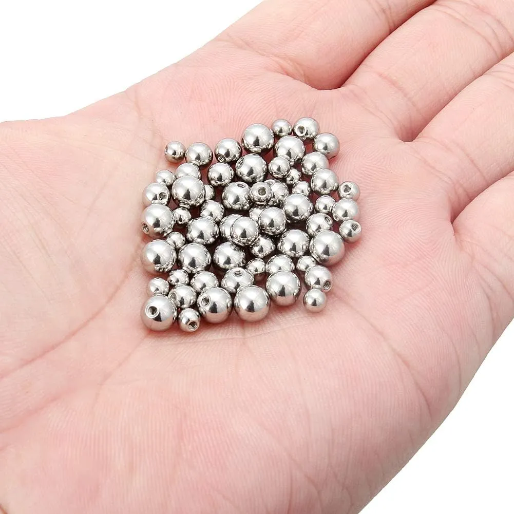 Ftovosyo 40-60PCS 14G 16G 3-6mm 316L Surgical Steel Replacement Balls Spikes Body Jewelry Piercing Barbell Parts Screw Bead for Women Men