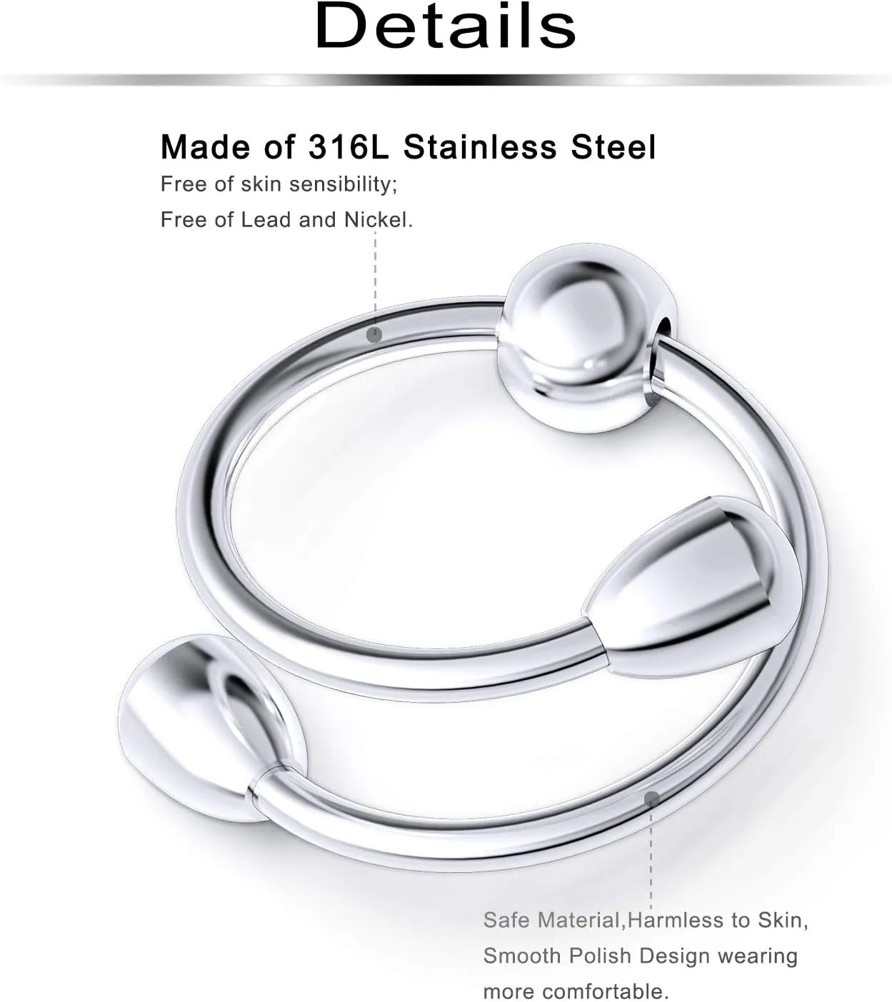 Ftovosyo Fake Nipplerings Piercings Adjustable Clip On Nipple Rings Stainless Steel Non-Piercing Nipple Jewelry for Women