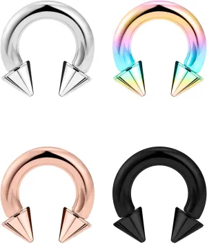 Ftovosyo PA Ring Internally Threaded Circular Horseshoe Barbells Spike Large Septum Ring Ear Gauges Earrings 2G 4G 6G 8G 12mm/16mm 316L Surgical Steel Body Piercing Jewelry for Women Men