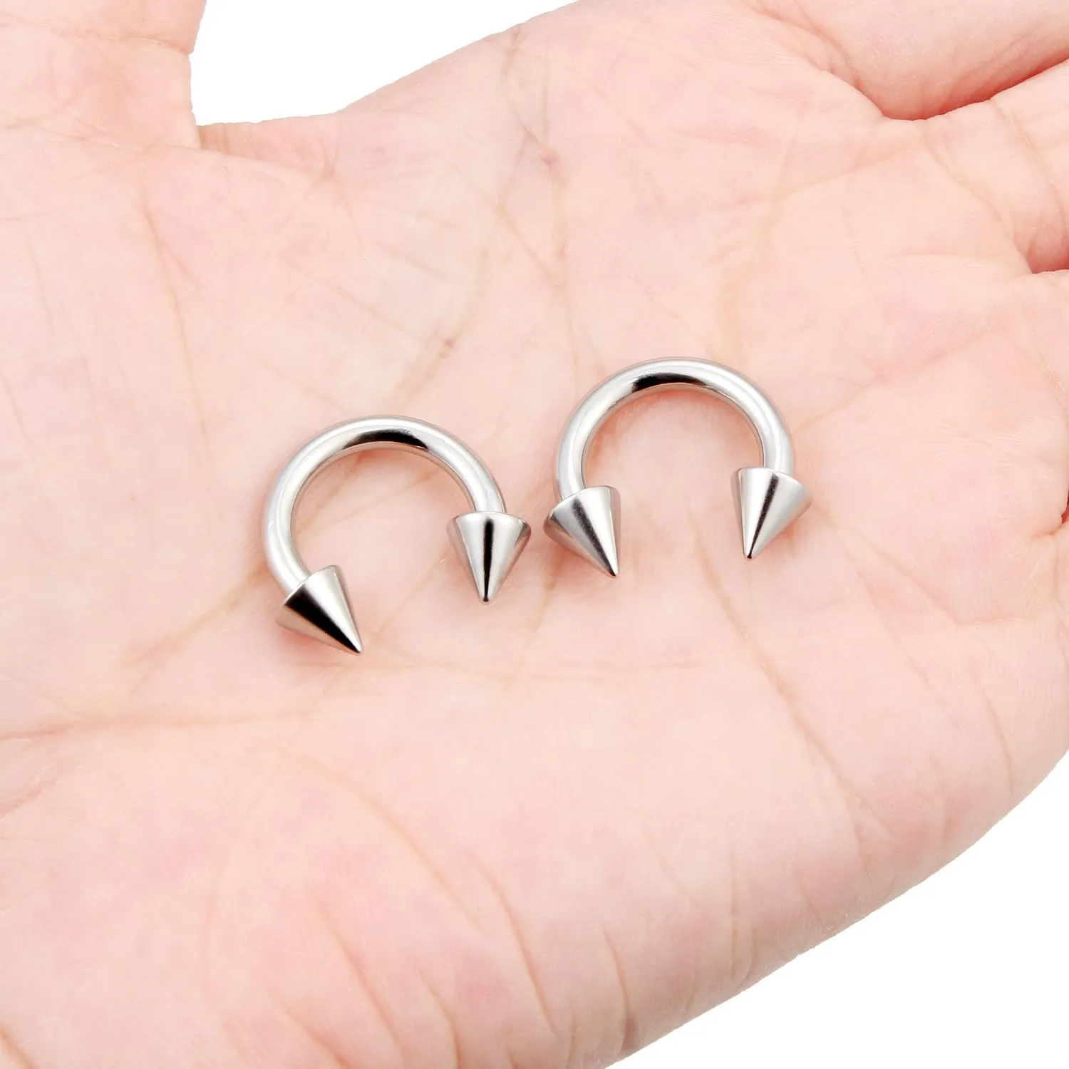 Ftovosyo PA Ring Internally Threaded Spike Circular Barbells Horseshoe Large Septum Ring Ear Gauges Earrings 2G 4G 6G 8G 10G 12mm/16mm 316L Surgical Steel Pierced Body Jewelry for Women Men