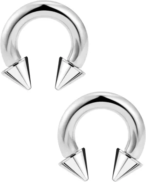 Ftovosyo PA Ring Internally Threaded Spike Circular Barbells Horseshoe Large Septum Ring Ear Gauges Earrings 2G 4G 6G 8G 10G 12mm/16mm 316L Surgical Steel Pierced Body Jewelry for Women Men