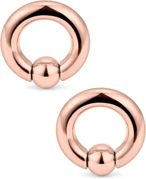 Ftovosyo PA Rings Captive Bead Rings Spring Action CBR Monster Ring Large Septum Ring Ear Gauges Earrings 2G 4G 6G 8G 12mm/16mm 316L Surgical Steel Pierced Body Jewelry for Women Men