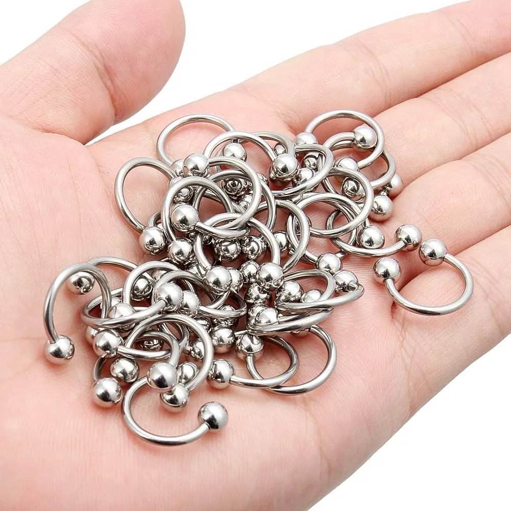 Ftovosyo Septum Ring 14g 36Pcs Surgical Steel Tragus Earrings Hoop Horseshoe Lip Rings Helix Cartilage Conch Hoop Earring Piercing Jewelry for Women Men 8mm 10mm 12mm 14mm