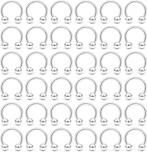 Ftovosyo Septum Ring 14g 36Pcs Surgical Steel Tragus Earrings Hoop Horseshoe Lip Rings Helix Cartilage Conch Hoop Earring Piercing Jewelry for Women Men 8mm 10mm 12mm 14mm