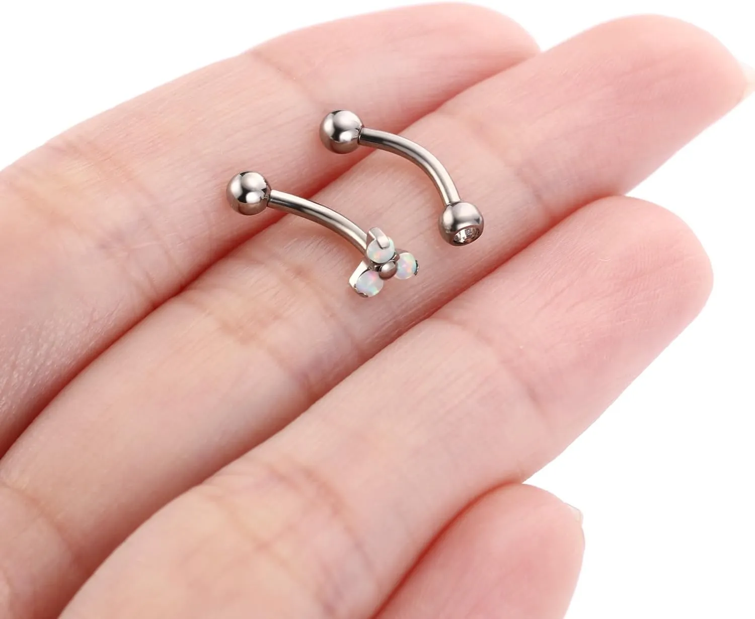 FUNLMO 2pcs Rook Daith Eyebrow Piercing Jewelry G23 Titanium Vertical Labret Lip Jewelry Rook Earring Small Belly Button Ring Curved Barbell Cartilage Earring 16G 8mm