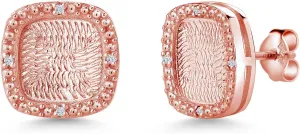 Gem Stone King 18K Rose Gold Plated Silver Stud Earrings Set with Round White Zirconia