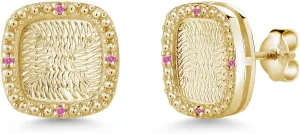 Gem Stone King 18K Yellow Gold Plated Silver Stud Earrings Set with Round Pink Zirconia