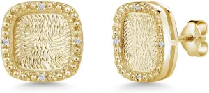 Gem Stone King 18K Yellow Gold Plated Silver Stud Earrings Set with Round White Zirconia