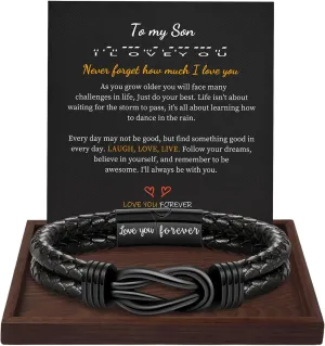 Gifts for Men Leather Bracelet Brown Braided Forever I Love You Gifts for Him Infinity Cuff Bracelets Birthday Gifts for Boyfriend Son Grandson Husband Dad Mens Fathers Day Gift