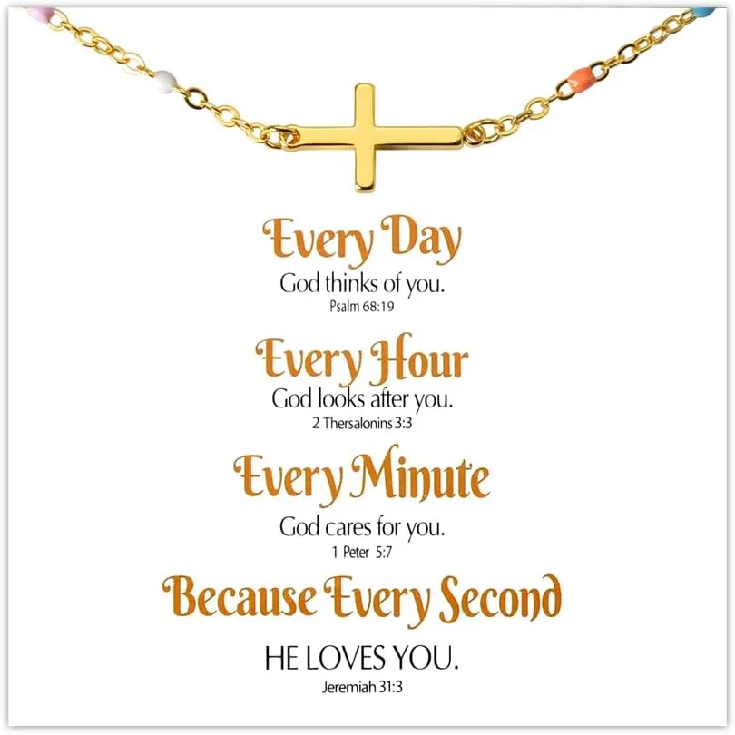 Gold Bead Cross Bracelet for Women Christian Baptism Gifts for Her Spiritual Birhday Gifts for Women Friendship Gifts for Best Friend Graduation Gifts for Daughter Sister Inspirational Gifts