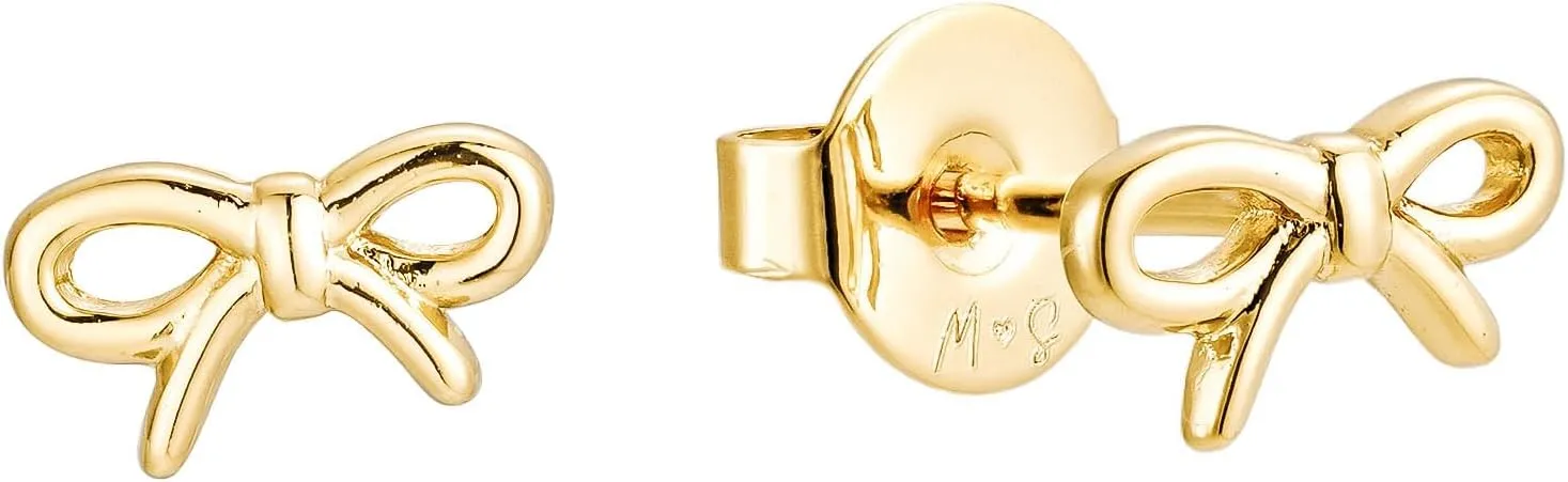 Gold Bow Stud Earrings  18K Gold Plated Mini Bow Earrings for Women, Dainty Coquette Style, Hypoallergenic Jewelry for Everyday Wear by Malibu Sunday