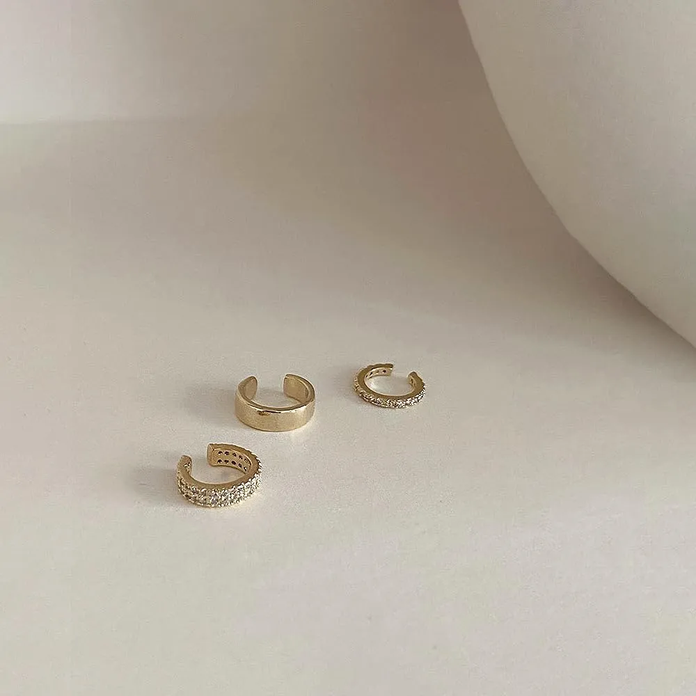 Gold Cuff Earrings Set for Women Non-Piercing Cartilage Cuff Earrings 14k Gold Silver Chunky Open Small Earrings for Teen Girls Jewelry Gifts
