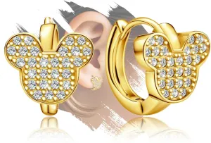 Gold Cute Hoop Earrings for Girls Teens Women - Sterling Silver Hypoallergenic Cubic Zirconia Mouse Earrings Dainty Lovely Loop Earrings Fashion Jewelry Adorable Gifts for Christmas Birthday Daughter