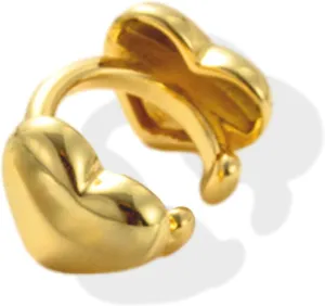 Gold Ear Cuffs Earrings for Women Trendy Heart Ear Cuff Non Piercing 14K Gold Plated Adjustable Fake Clip On Earrings for Gift