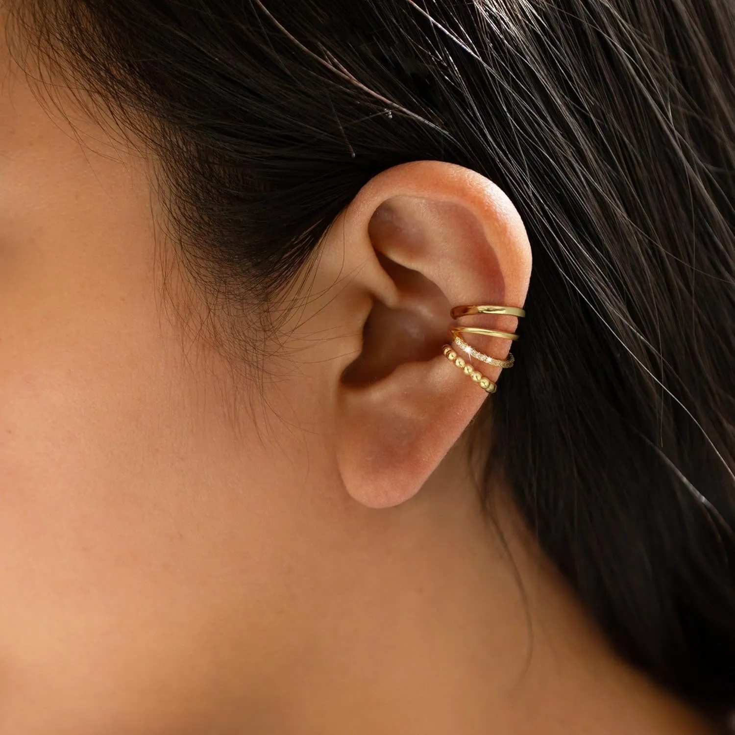 Gold Ear Cuffs for Women Non Piercing, 14K Gold Plated/925 Sterling Silver Ear Cuff Earrings for Women Cartilage Clip On Earrings Trendy Thin Cubic Zirconia Huggie Ear Cuffs for Women Jewelry Gift