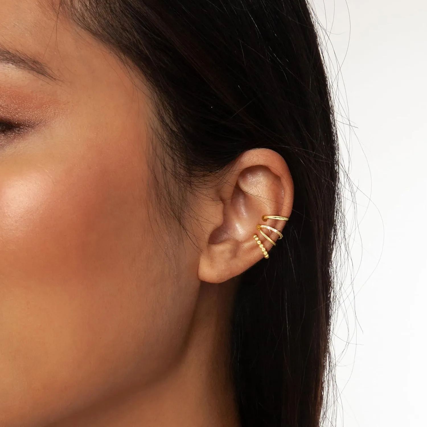 Gold Ear Cuffs for Women Non Piercing, 14K Gold Plated/925 Sterling Silver Ear Cuff Earrings for Women Cartilage Clip On Earrings Trendy Thin Cubic Zirconia Huggie Ear Cuffs for Women Jewelry Gift